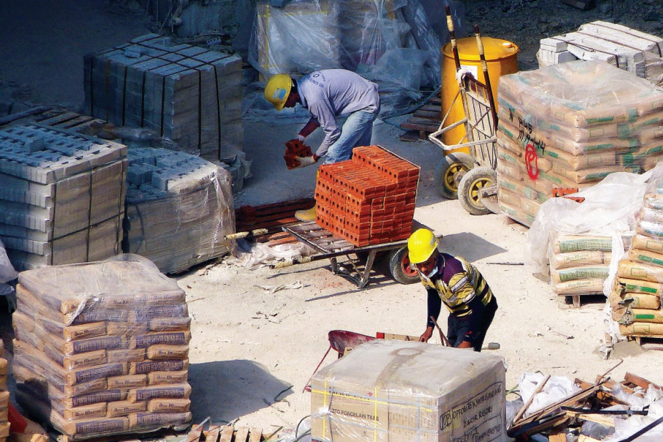 Moving building materials across a construction site