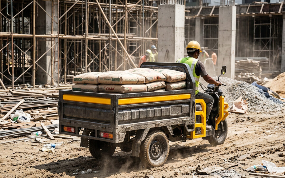 MOVE electric cargo tricycle construction site Malaysia carrying building materials